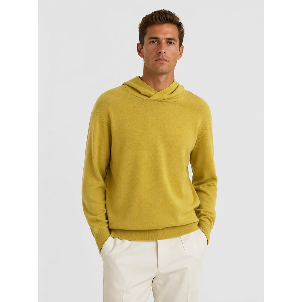 NWOT ASHER Golf Mens Sero Cashmere Wool Blend Hoodie Yellow Citron Size M